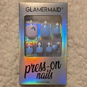 Glamermaid 24 Peices Blue Butterfly Cream Press-On Nail Kit